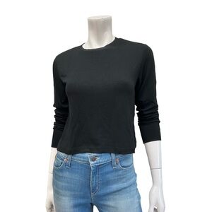 LNA Dalston Heavy Stretch Classic Black Long Sleeve Ribbed Knit Top Small